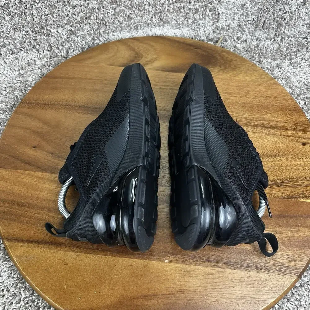 Nike Air Max 270 Boys Size 3Y Kids Triple Black Shoes Sneakers AO2372-006